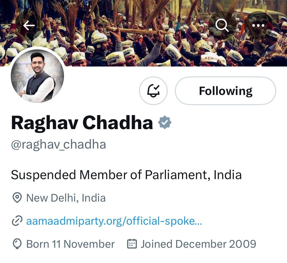 Raghav Chadha Changes His Social Media Bio After Suspension From Rajya